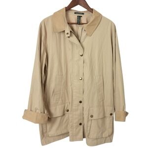 Ralph Lauren Women 3X Beige Cotton Cord Collar Cuff Chore Barn Utility Jacket